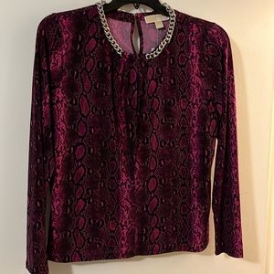 MMK Animal Print Blouse with silver neck chain